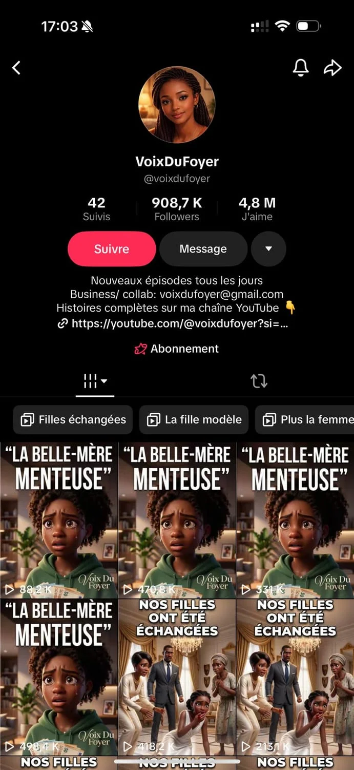 Profil TikTok de Carla : 910'000 abonnés, sans visage
